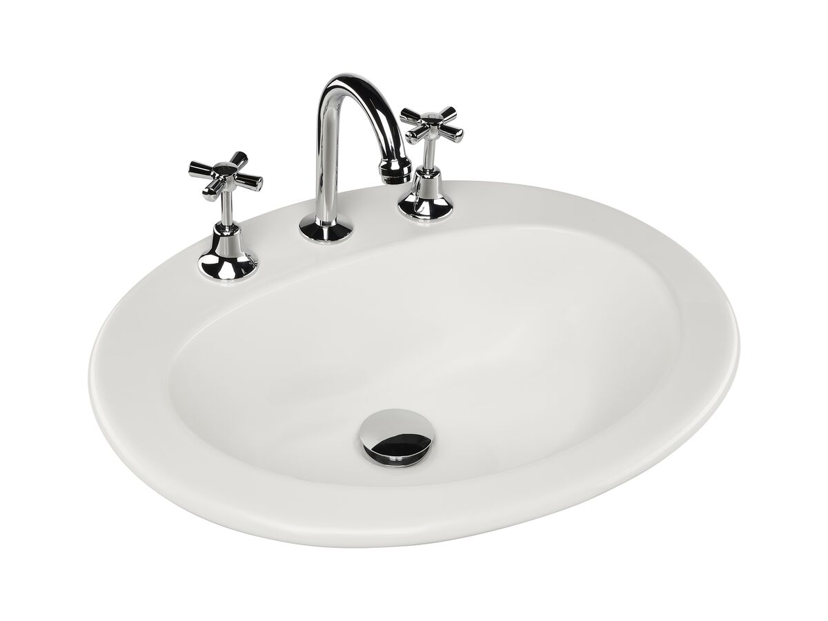 Base Vanity Basin with Front Overflow 3 Taphole 540 x 435 White