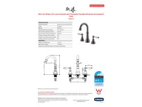 Specification Sheet - Milli Voir Basin Set Lever Handle with Porcelain Handles Brushed Gunmetal (5 Star)