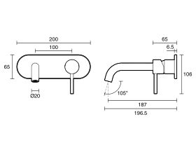 Mizu Drift Wall Basin/Bath Mixer Set Curve (6 Star)