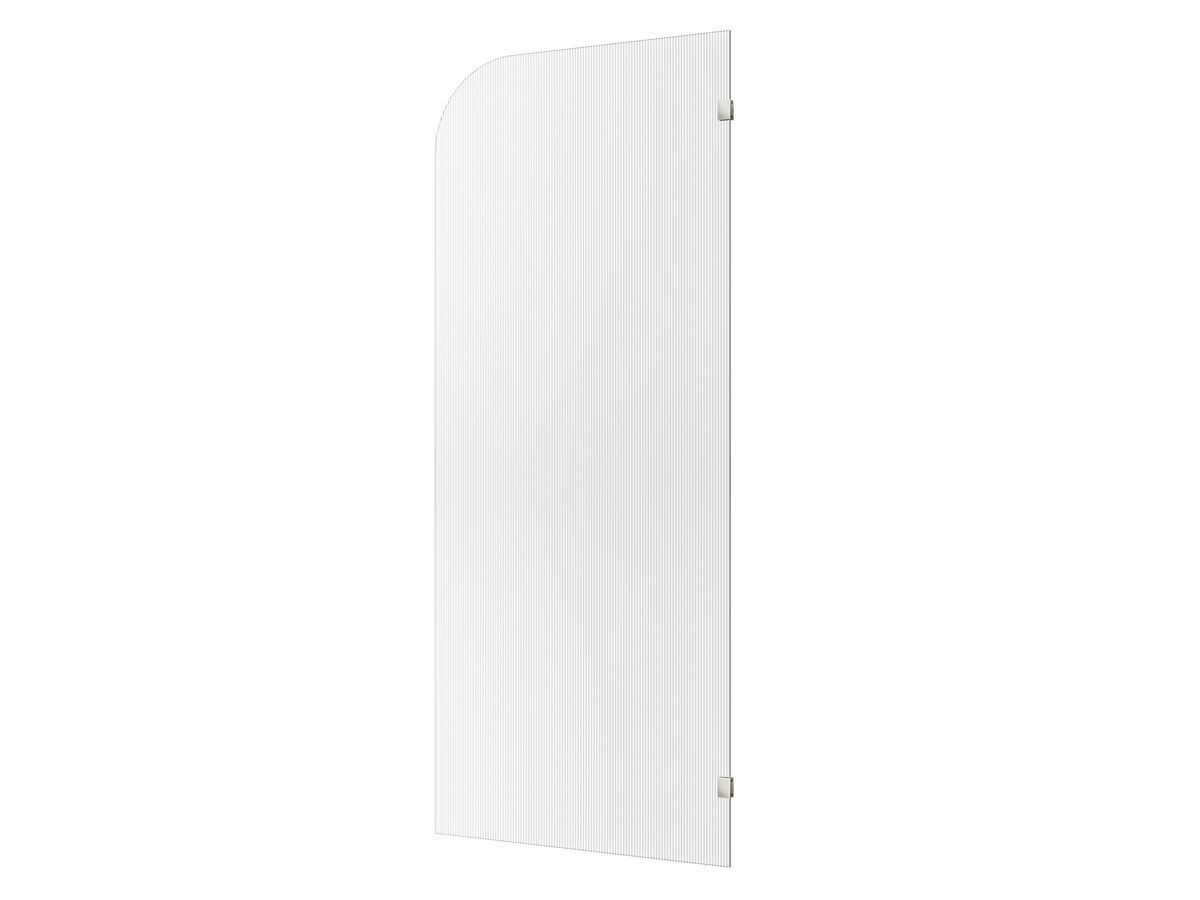 Hero - Kado Lux Frameless Curved Right Fluted Panel with Wall Clips 900mm Brushed Nickel