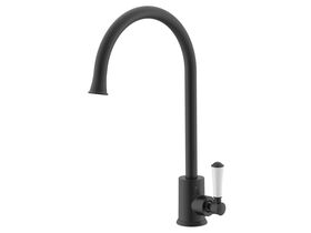 Posh Canterbury Sink Mixer Tap Large with Porcelain Handle Matte Black (4 Star)