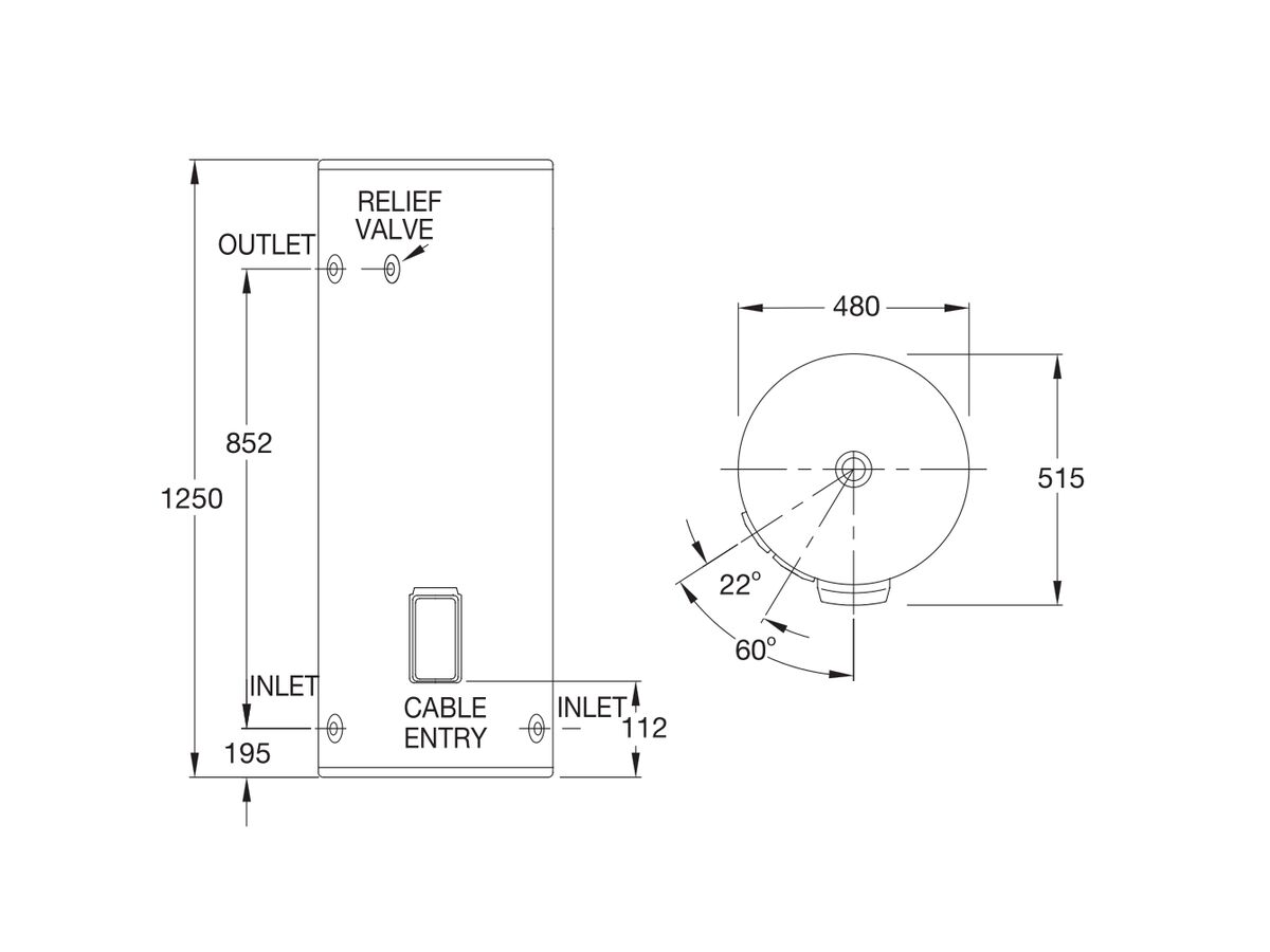 Everhot 125L 1.8kW Single Element Electric Hot Water System from Reece