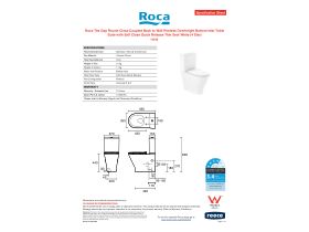 Specification Sheet - Roca The Gap Round Close Coupled Back to Wall Rimless Overheight Bottom Inlet Toilet Suite with Soft Close Quick Release Thin Seat White (4 Star)