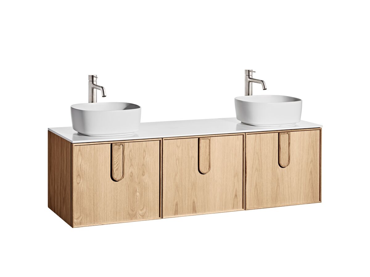 ISSY Adorn Above Counter or Semi Inset Wall Hung Vanity Unit with Three Drawers & Internal Shelves with Petite Handle 129