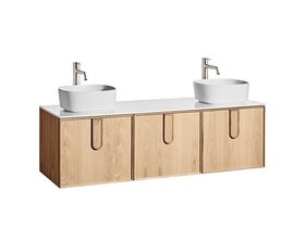 ISSY Adorn Above Counter or Semi Inset Wall Hung Vanity Unit with Three Drawers & Internal Shelves with Petite Handle 129