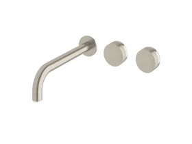Milli Pure Wall Basin Hostess System 250mm Right Hand with Cirque Textured Handles Brushed Nickel (3 Star)