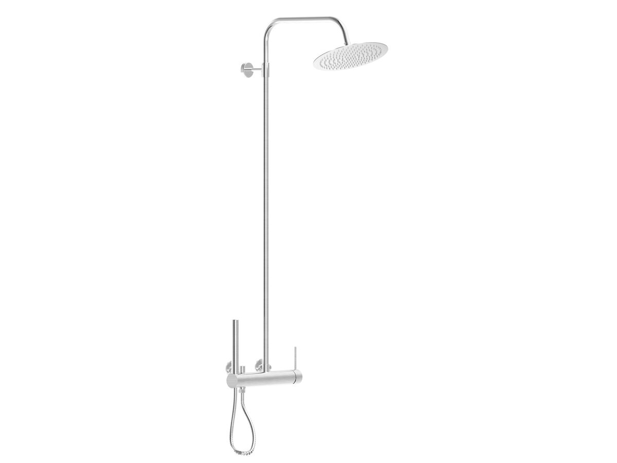 Milli Inox Wall Mount Twin Rail Shower with 300mm Overhead Stainless
