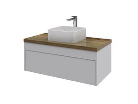 Acqua Wall Hung Vanity Unit 900mm Blackbutt Timber Top