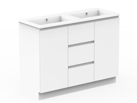 Posh Domaine Conventional 1200mm Double Bowl Floor Mounted Vanity Unit Cast Marble Top