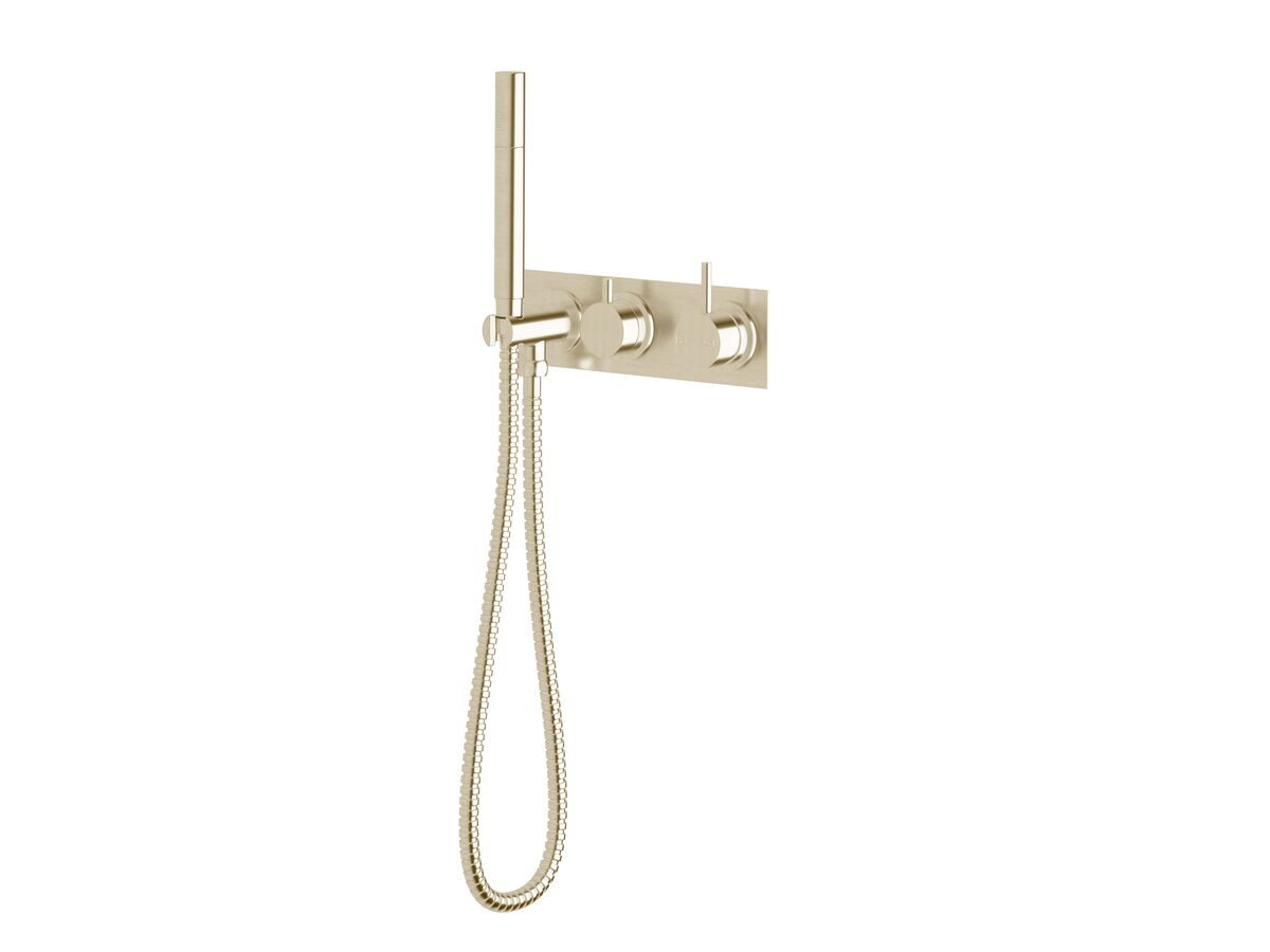 Scala Shower Mixer Tap System with Diverter Right Hand Operation LUX PVD Brushed Platinum Gold