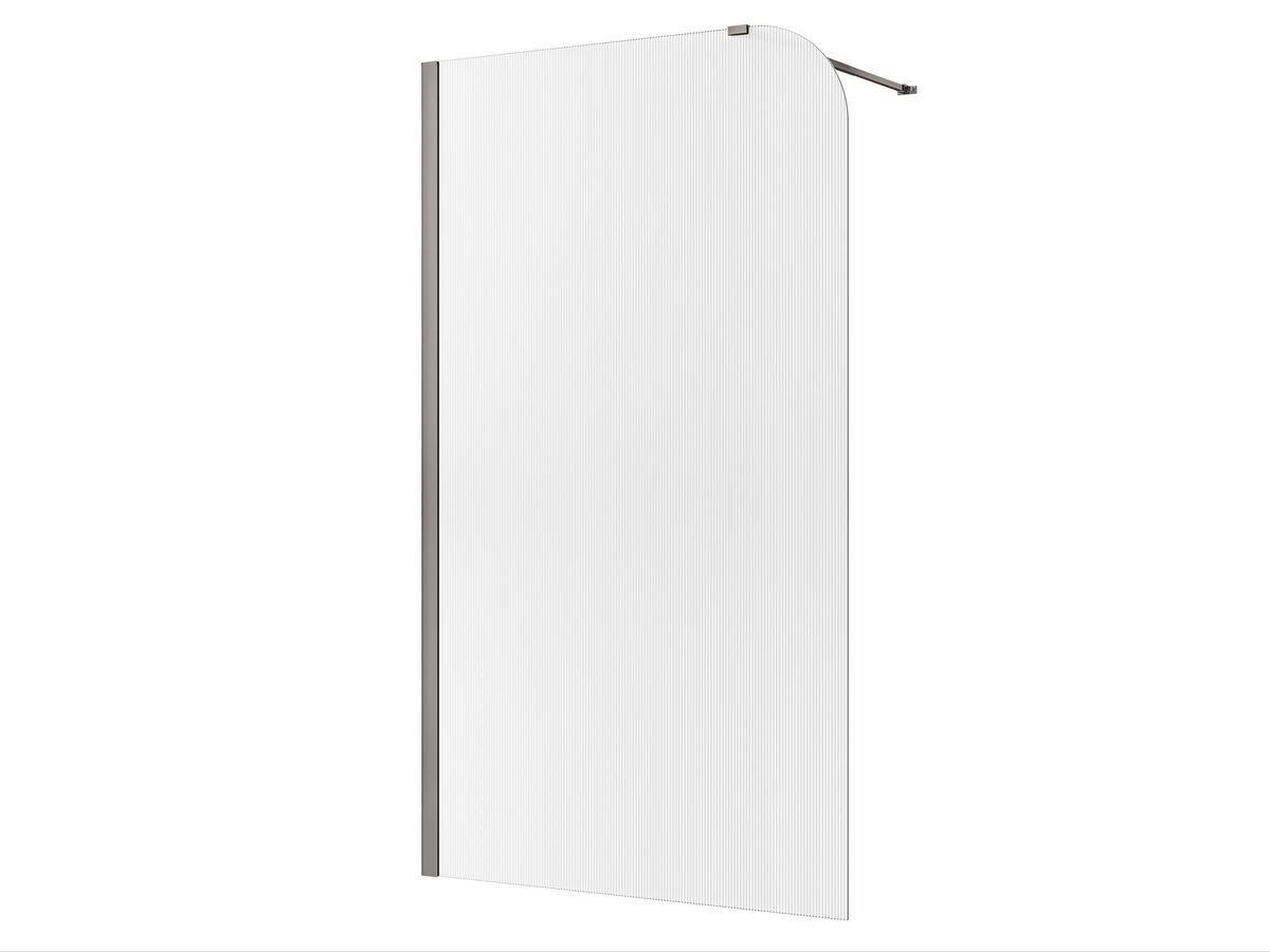 Hero - Kado Lux Frameless Curved Left Fluted Panel with Wall Channel 1200mm Brushed Gunmetal