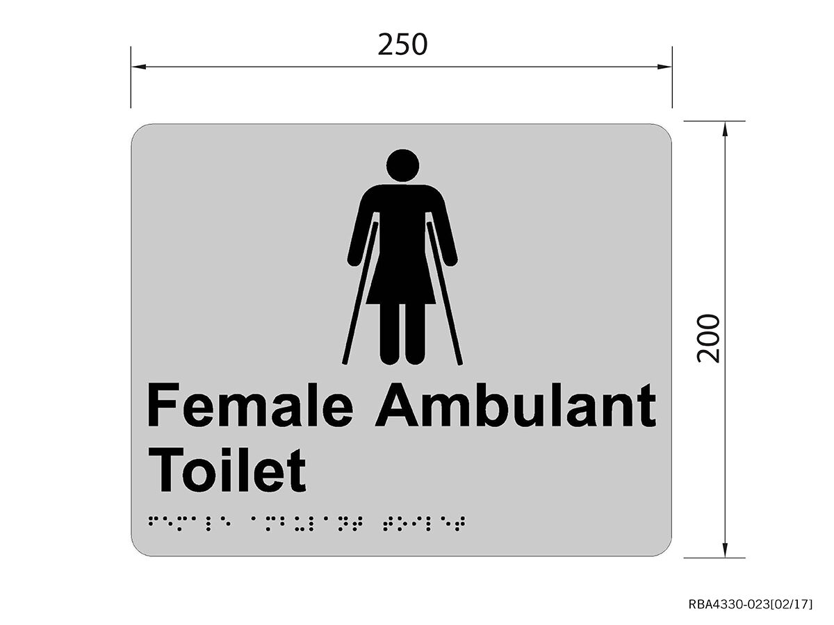 RBA Tactile Sign Female Ambulant Stainless Steel
