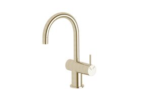 Scala Mini Basin / Sink Mixer Tap Small Curved Right Hand LUX PVD Brushed Platinum Gold (5 Star)