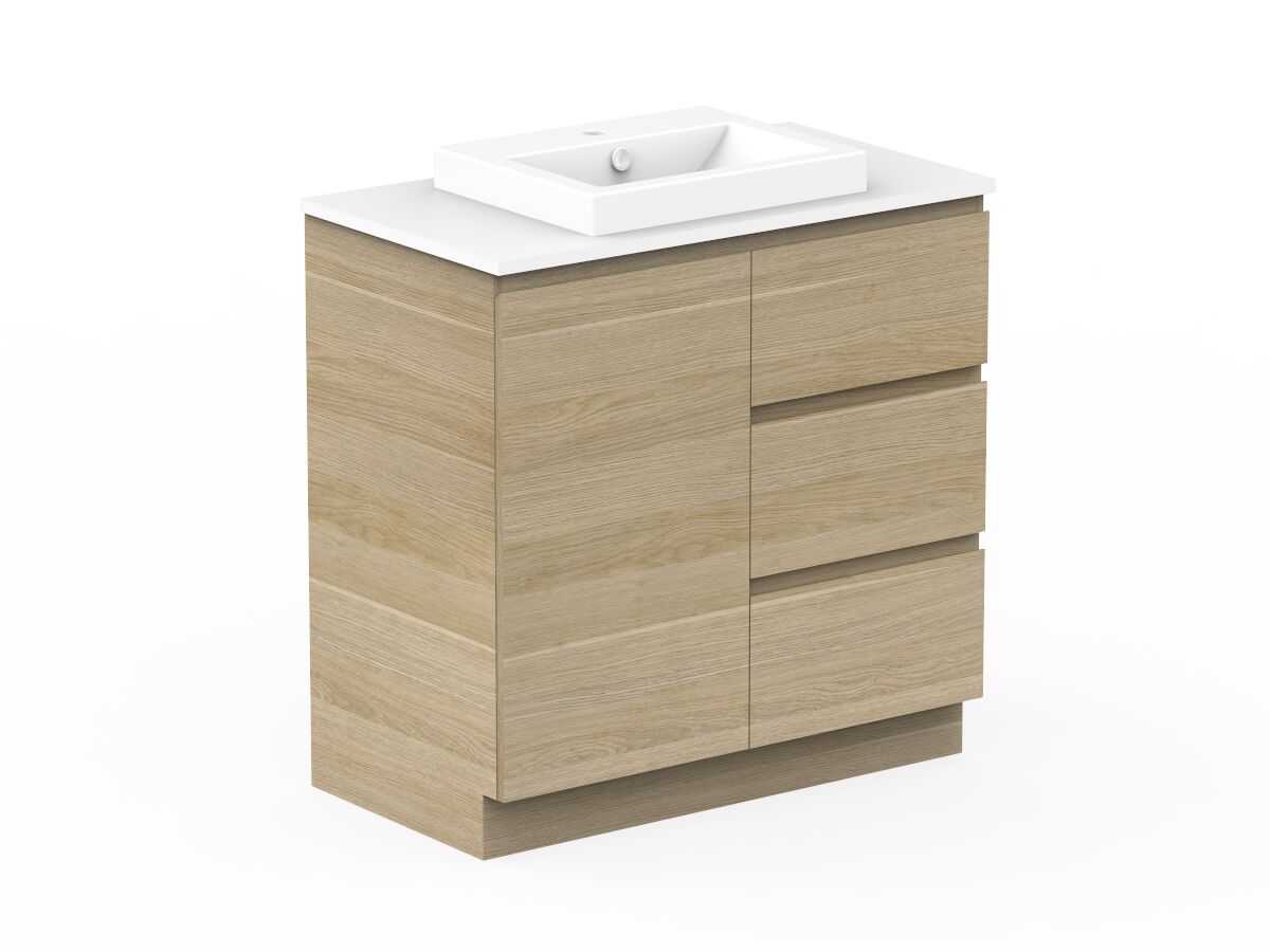 Posh Domaine Plus Conventional 900 Floor Mount Vanity Unit Caesarstone Top