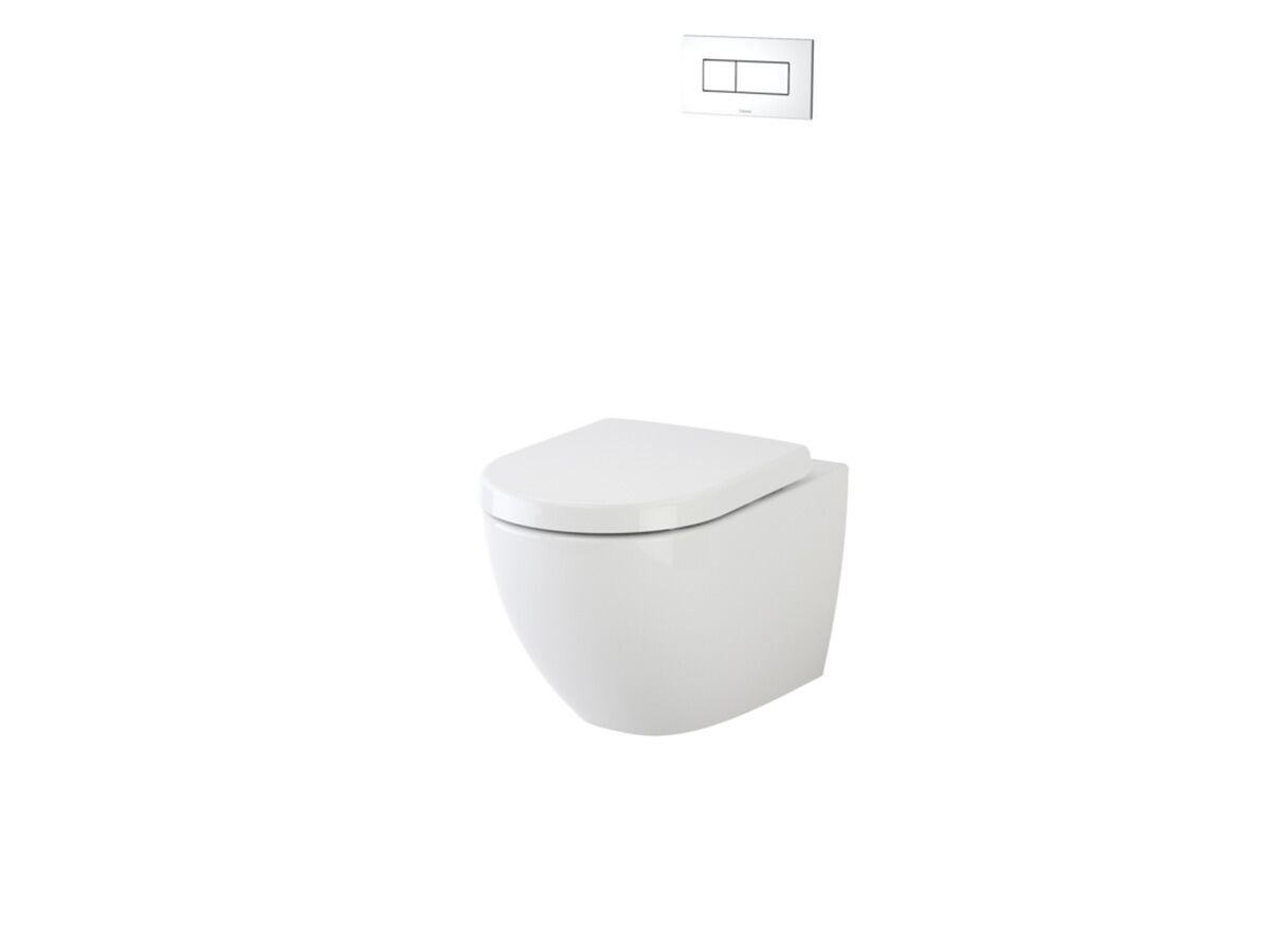 Caroma Urbane Invisi Series II Wall Hung Toilet Suite with Arc Seat White (4 Star)