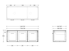 Kado Lux All Door 1200mm Double Bowl Wall Hung
