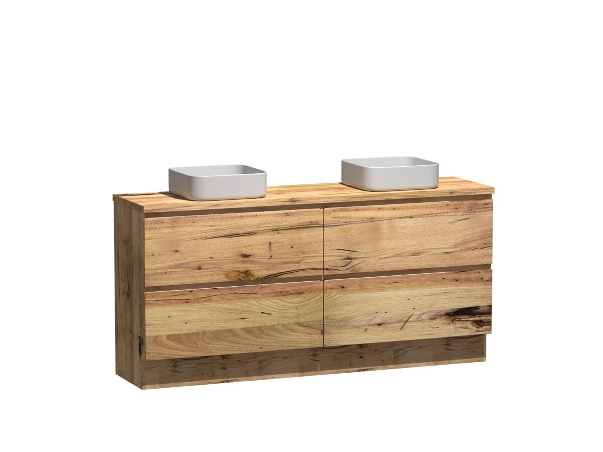 Kado Arc Timber Vanity Unit with Kick 1800mm Double Bowl Timber Top