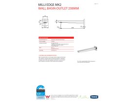 Technical Guide - Milli Edge MK2 Wall Basin Outlet 200mm Chrome (5 Star)