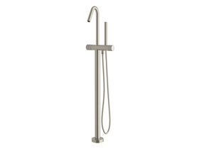 Milli Pure Floor Mounted Bath Mixer Tap with Handshower and Cirque Textured Handle Brushed Nickel (3 Star)