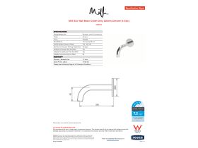 Specification Sheet - Milli Exo Wall Basin Outlet Only 200mm Chrome (4 Star)
