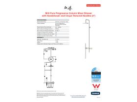 Specification Sheet - Milli Pure Progressive Shower Mixer Tap Column System with Handshower 180mm Right Hand and Cirque Textured Handles (3 Star)