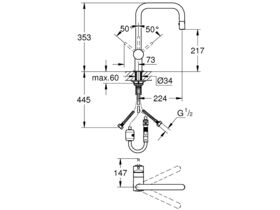 GROHE Minta U Sink Mixer with Pull Out (Squareline) Chrome (4 Star)