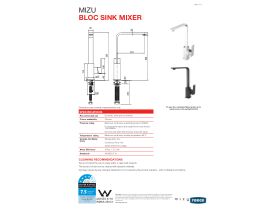 Technical Guide - Mizu Bloc Sink Mixer Matte Black (4 Star)