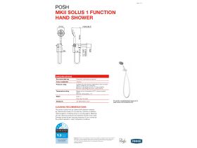 Technical Guide - Posh Solus MKII 1 Function Handshower with Wall Bracket Chrome (3 Star)