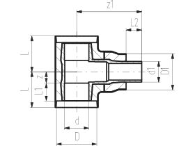 Technical Drawing - Cool-Fit 2.0 Reducing Tee Female & Male Centre