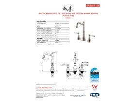 Specification Sheet - Milli Voir English Basin Set Lever Handle with Porcelain Handles Brushed Nickel (5 Star)