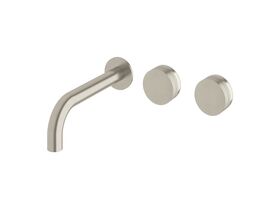 Milli Pure Wall Basin Hostess System 200mm Right Hand with Cirque Textured Handles Brushed Nickel (3 Star)