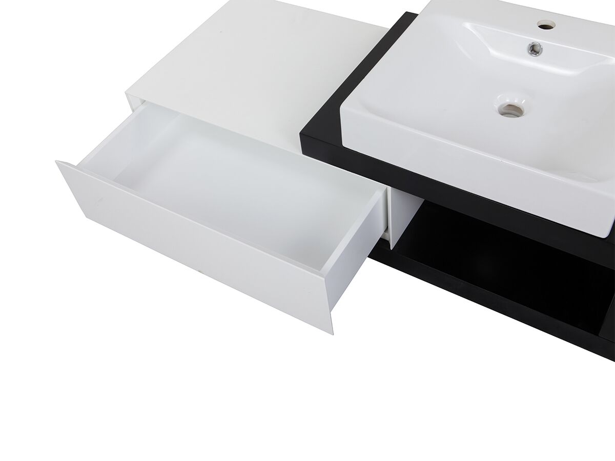 Mizu Bloc Wall Hung Vanity Unit No Basin 1200mm Black/ White