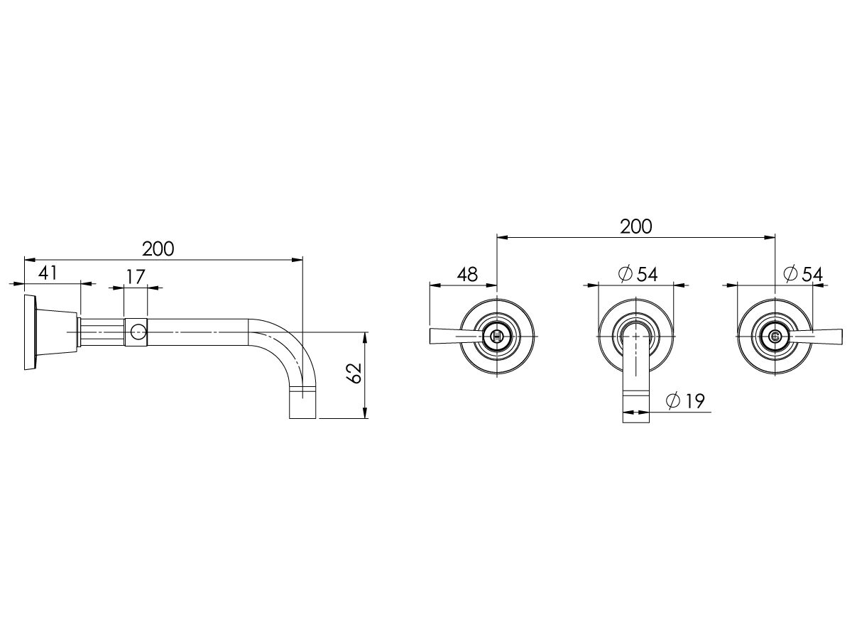 Phoenix Gen X Lever Bath Set Curved Outlet 200mm Chrome from Reece
