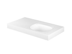 Kado Lussi 900mm Right Hand Bowl Rear Shelf Wall Basin with Overflow Matte White Solid Surface