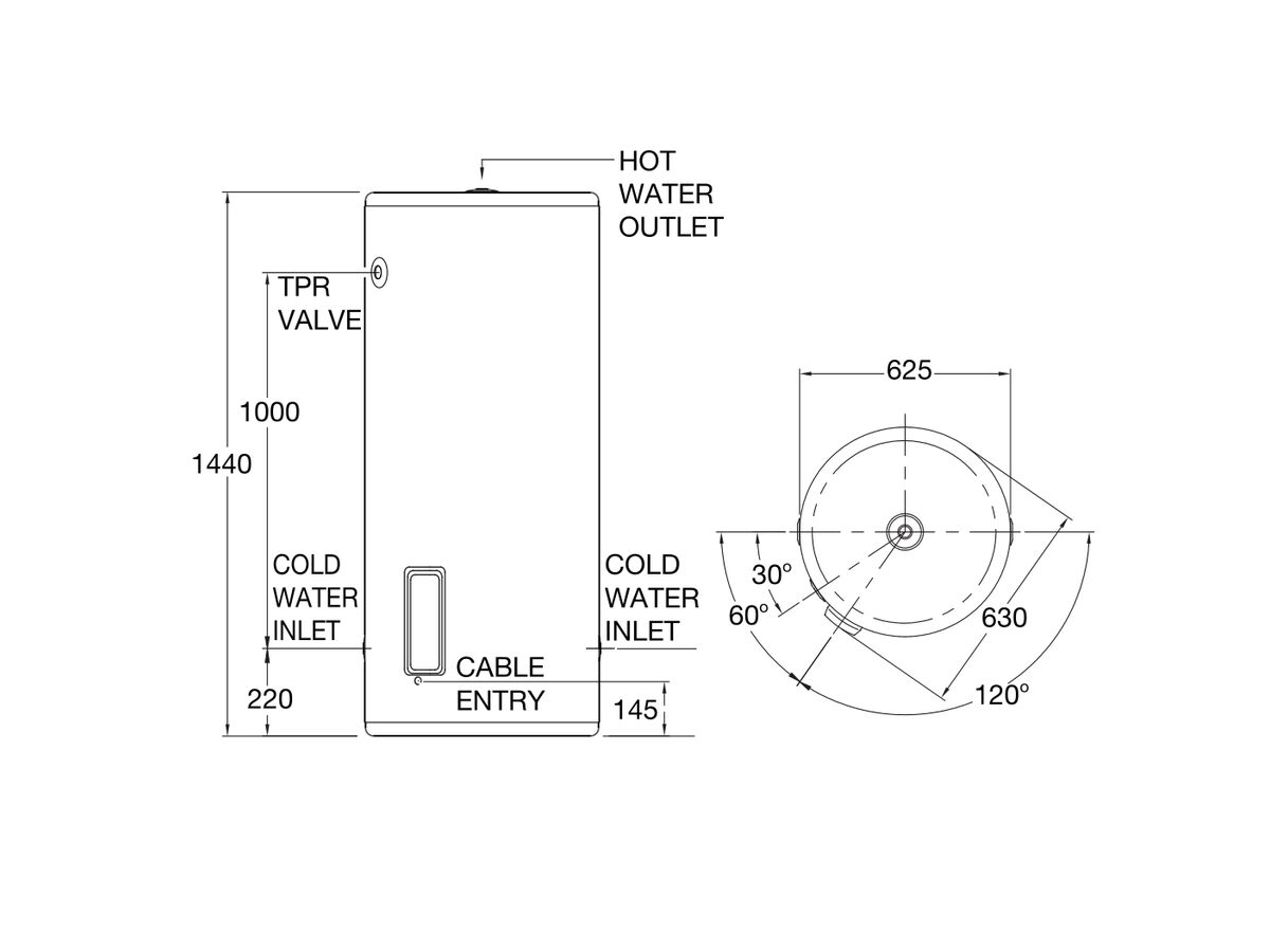 Everhot 250l 36kw Single Element Stainless Steel Electric Hot Water System From Reece 