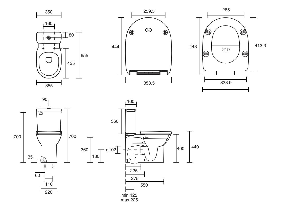 Roca Debba Rimless Close Coupled Back To Wall Back Inlet Toilet Suite