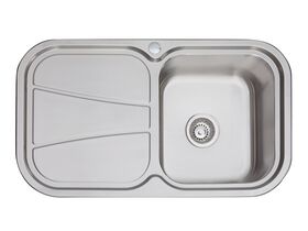 AFA Flow Single Bowl Undermount/Inset Sink Right Hand Bowl 1 Taphole 838 x 490mm Stainless Steel