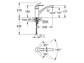 GROHE Eurosmart New Sink Mixer Chrome (4 Star)