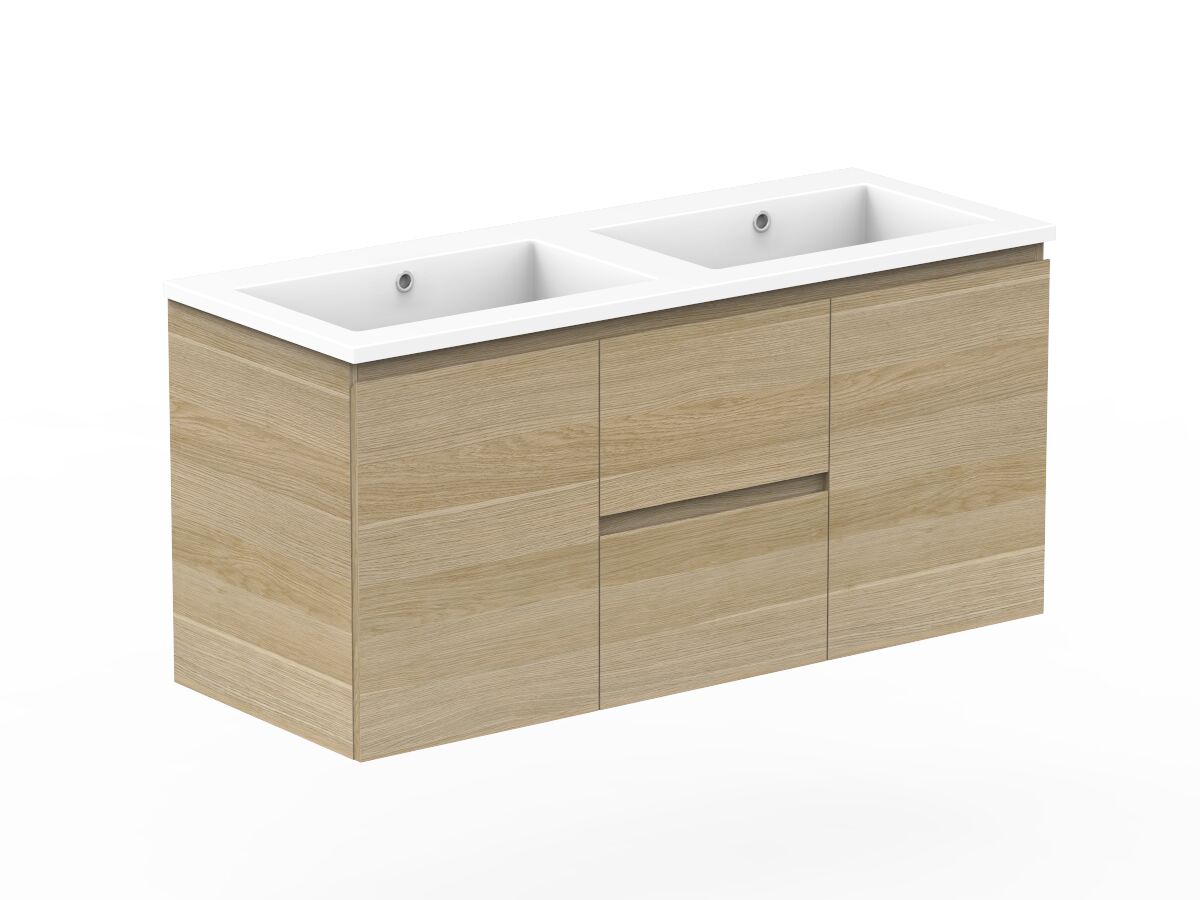 Posh Domaine Plus Conventional 1200mm Double Bowl Wall Hung Vanity Cast