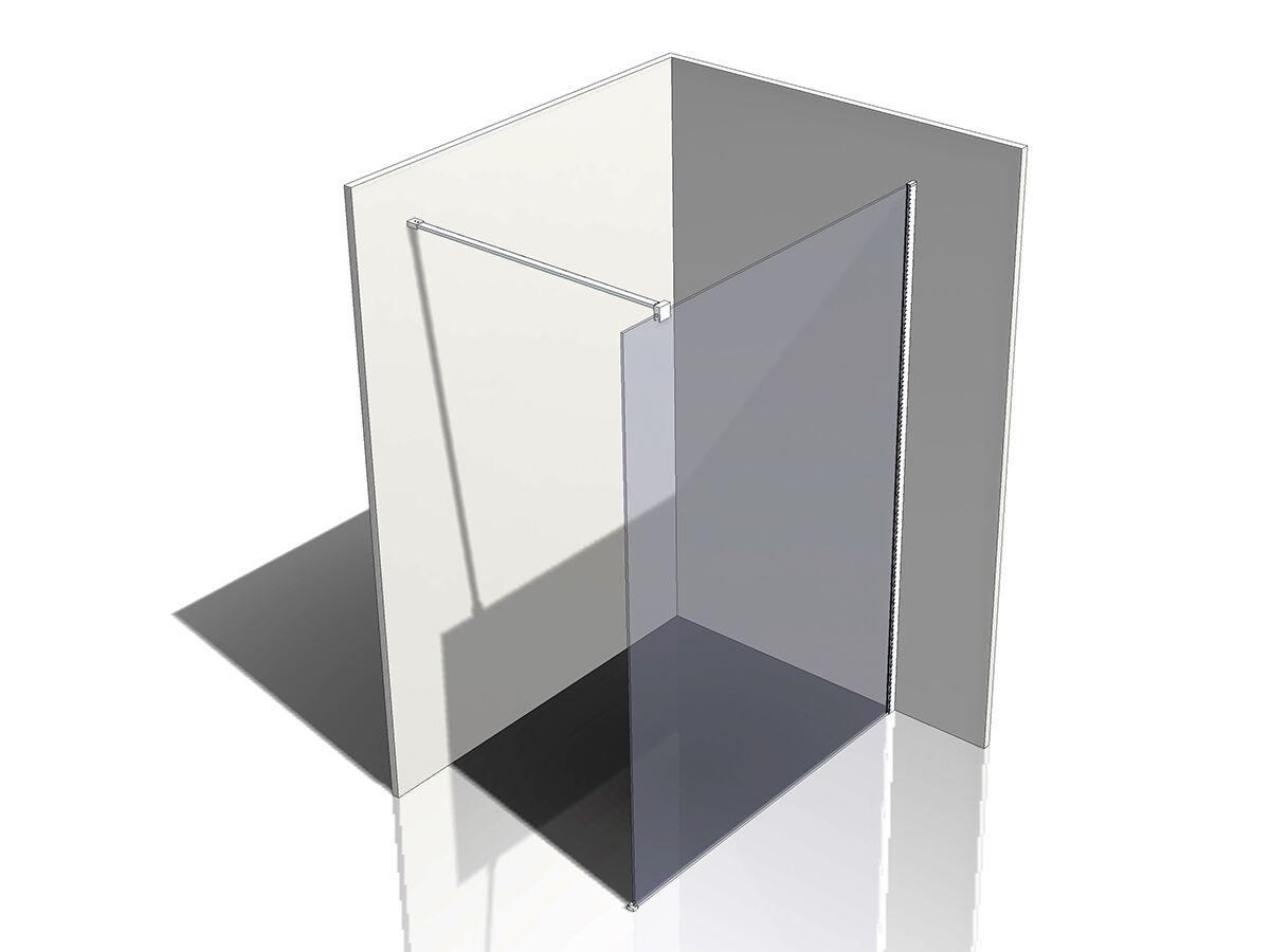 Kado Lux Fixed Shower Screen Panel and Wall Support 1400mm Chrome from