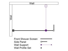 Kado Lux Fixed Shower Screen Panel with Slide Panel and Wall Support 1000mm Chrome