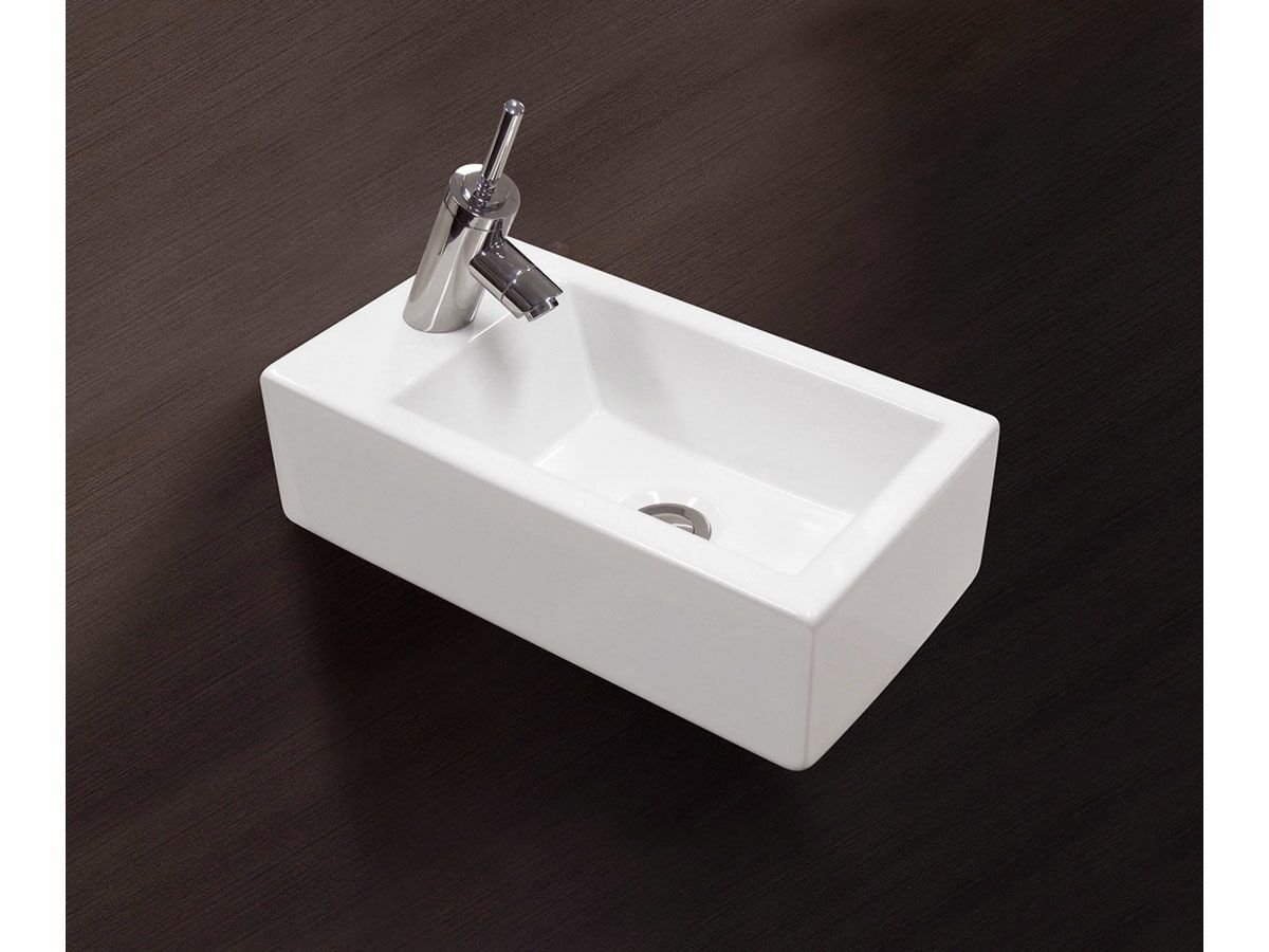 AXA Hox Mini Basin with Fixing Bolt 1 Taphole Rear (New) White