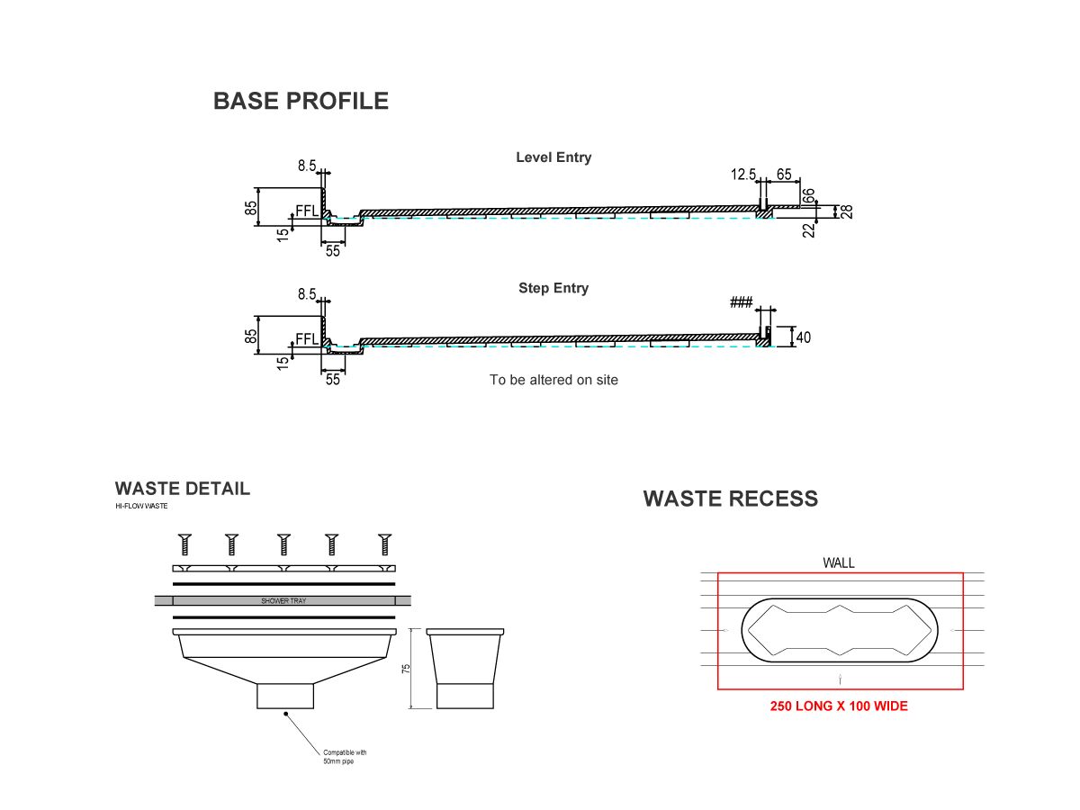Glacier 2 Sided 1400 x 1000 Shower Tray & Walk In Screen Left Hand