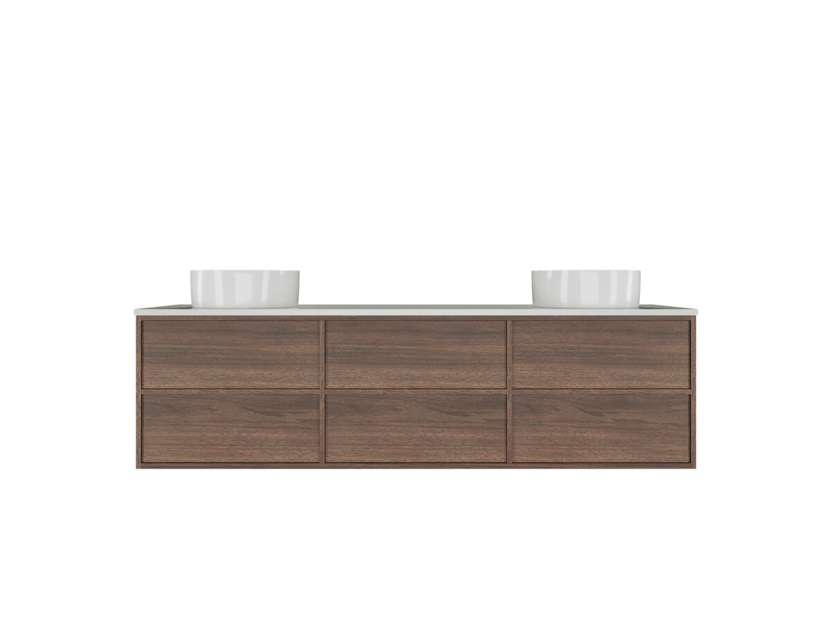 Kado Aspect Wall Hung Vanity Unit 1800mm Double Bowl 6 Drawer Corian 20mm Top