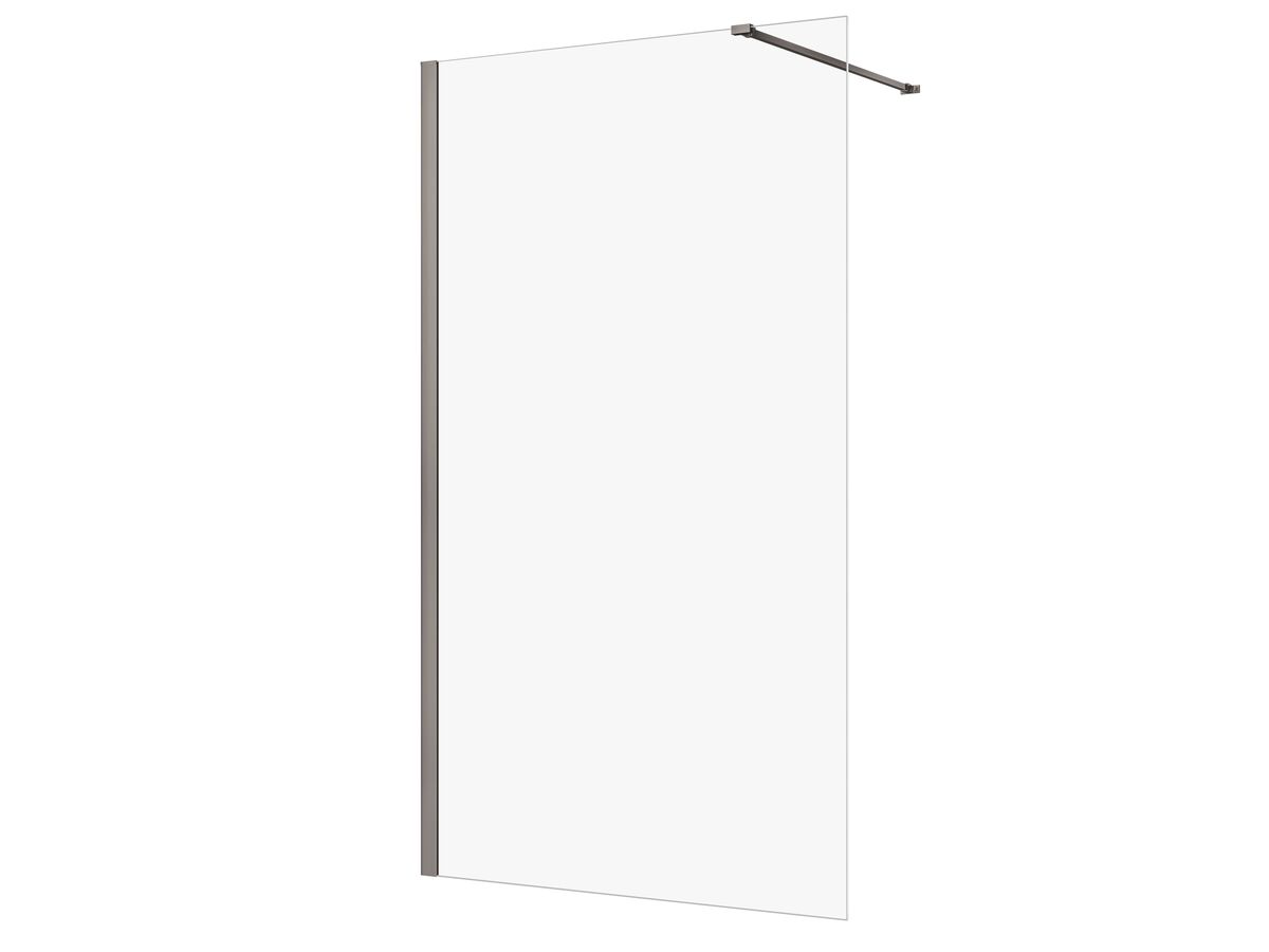 Hero - Kado Lux Frameless Rectangular Panel with Wall Channel Clear Glass 1200mm Brushed Gunmetal