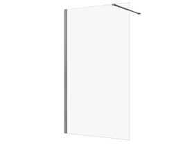 Hero - Kado Lux Frameless Rectangular Panel with Wall Channel Clear Glass 1200mm Brushed Gunmetal