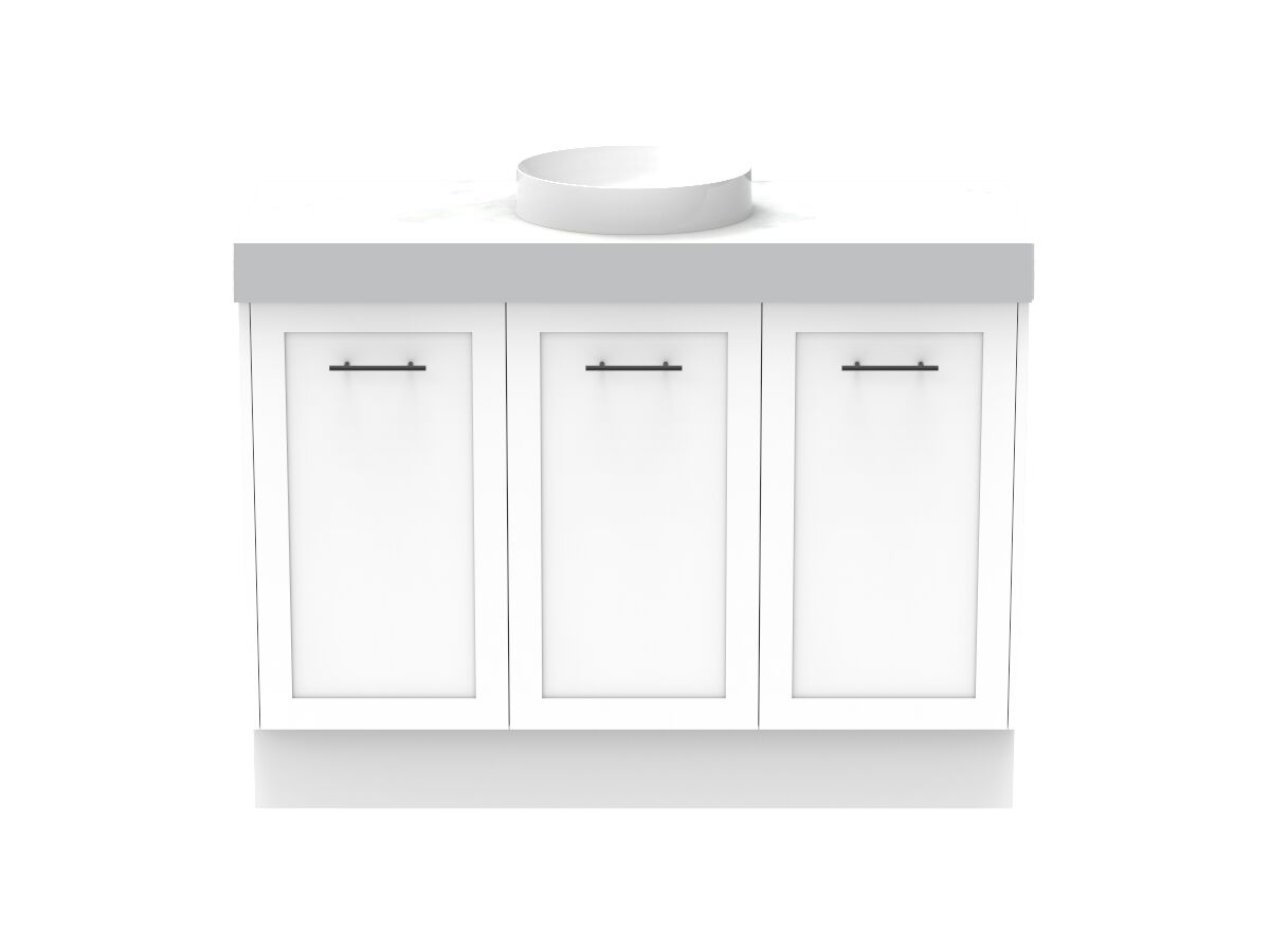 Kado Lux Door Vanity Unit 1200 Floor Mount Centre Bowl Statement Top 3 Doors (No Basin)
