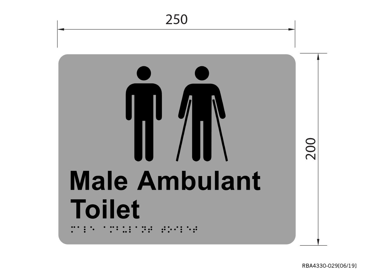 Male Toilet & Ambulant Tactile Sign Stainless Steel