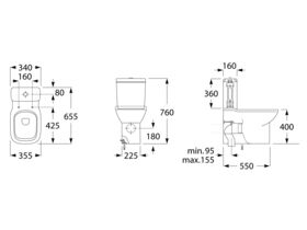 Roca Debba Close Coupled Back to Wall Bottom Inlet Toilet Suite with Soft Close Quick Release Seat White (4 Star)