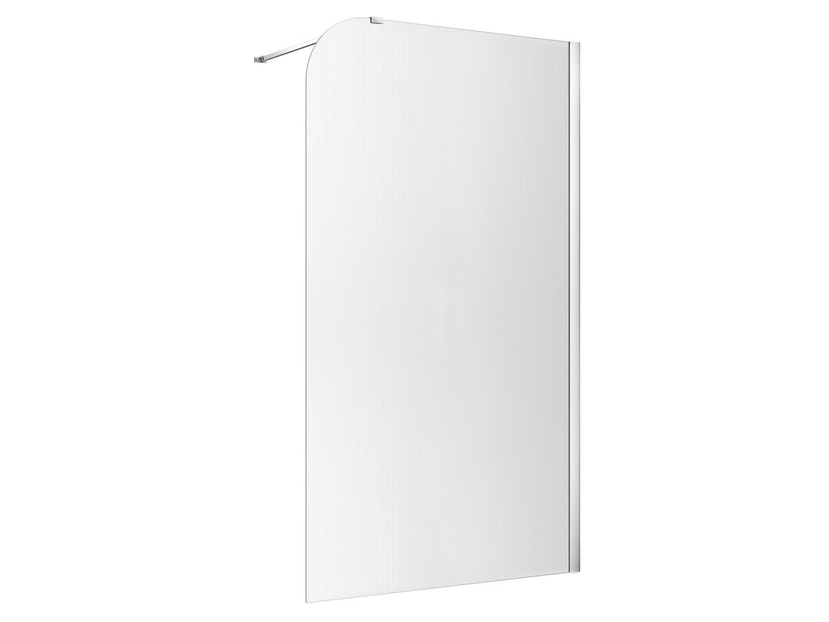 Hero - Kado Lux Frameless Curved Right Fluted Panel with Wall Channel 1200mm Chrome